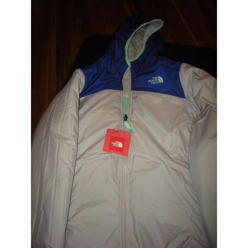 New Girls Gray, Blue & Green The North Face Surf Green Reversible Coat, Size L